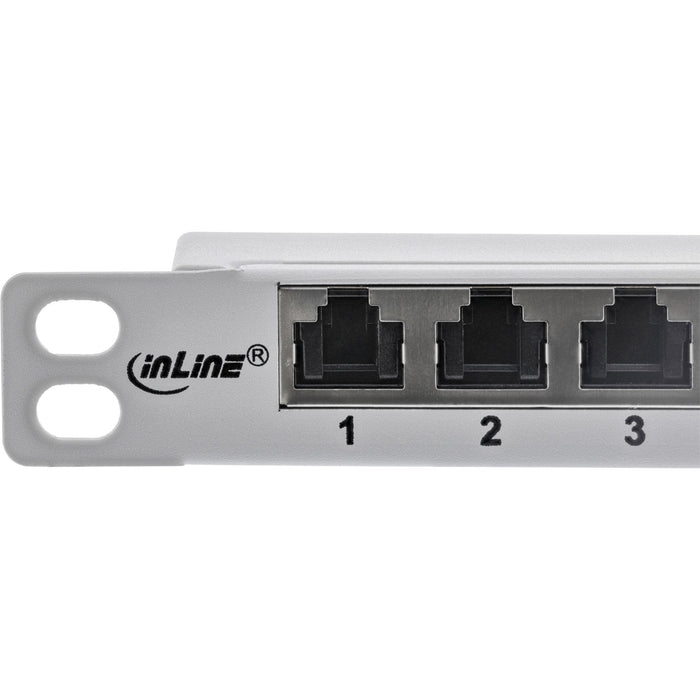 Inline® 19" Patch Panel Cat.6a 0.5 U 24-Port, With Dust Projoection, Gris