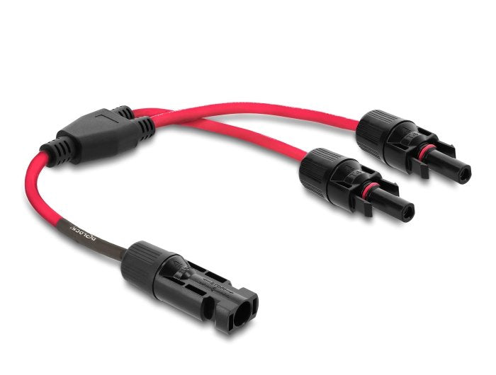 Delock Dl4 Solar Splitter Cable 1 X Conector Macho A 2 X Conector Hembra 30 Cm Rojo