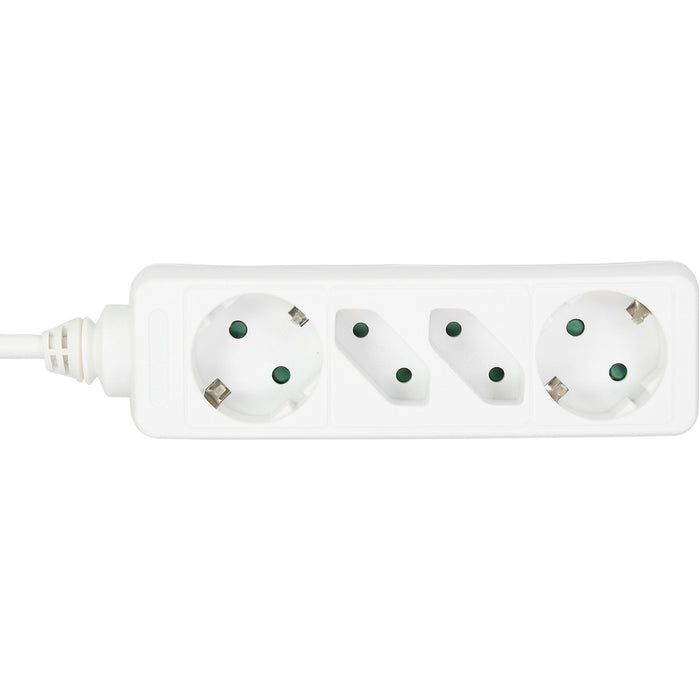 Inline Regleta 4 Tomas 2x Tipo F + 2x Euro Con Seguridad Para Niños Blanco 3m