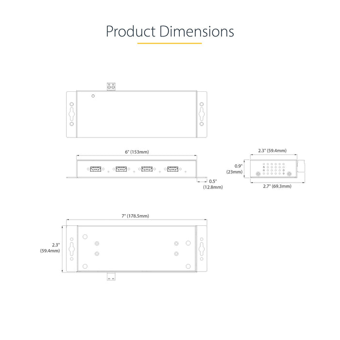 EAN 0065030898010 - StarTech.com 5G4AINDNP-USB-A-HUB hub de interfaz USB 3.2 Gen 1 (3.1 Gen 1) Type-B 5000 Mbit/s Negro imagen 10