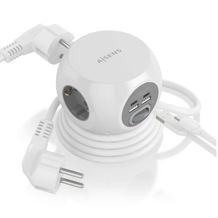 EAN 8436574709445 - AISENS ASPS-2A2C04-W base múltiple 1,4 m 3 salidas AC Interior imagen 3