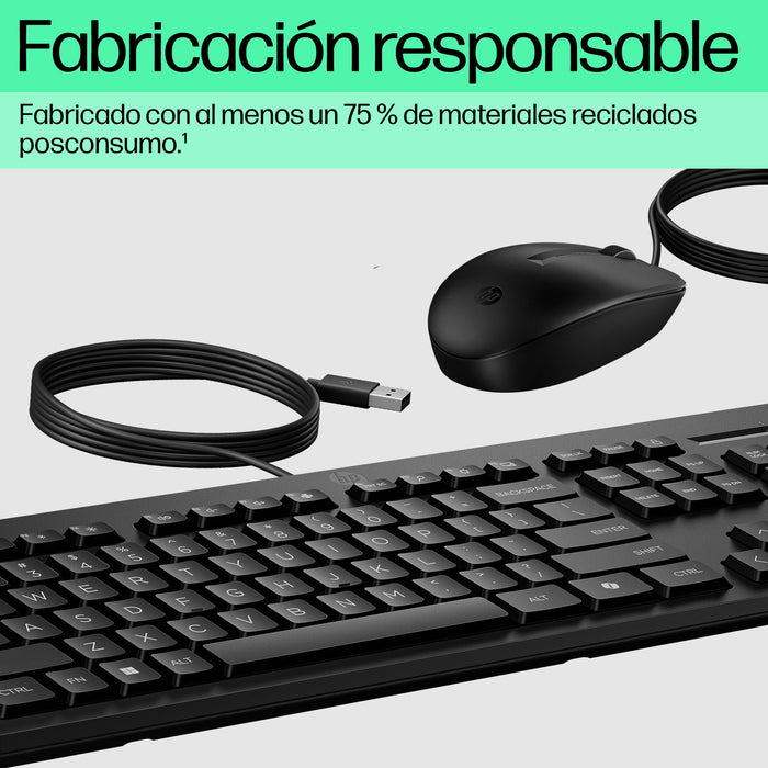 EAN 0198701790945 - HP 225 Wired Mouse and Keyboard Combo G2 teclado Ratón incluido Oficina USB Negro imagen 9