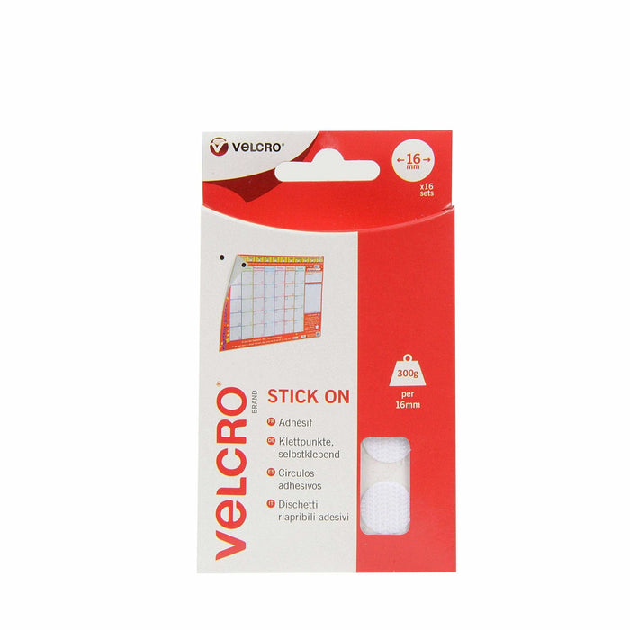Velcro Klettpunkte Selbstklebend, Haken & Flausch 16mm X 16 Sets Wei