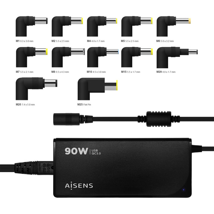 EAN 8436574707120 - AISENS ASLC-90WAUTO-BK adaptador e inversor de corriente Interior 90 W Negro imagen 5