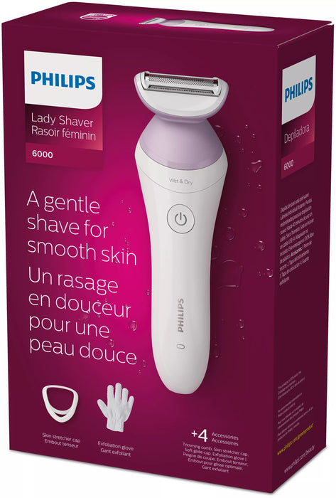 EAN 8710103998143 - Philips 6000 series BRL136/00 maquinilla de afeitar para mujer 1 cabezal(es) Recortadora Rosa, Blanco imagen 3