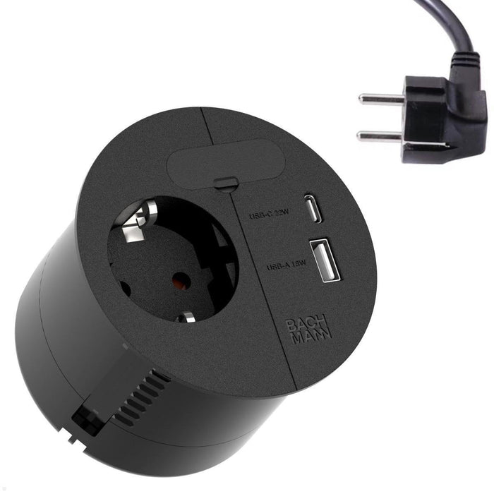 Bachmann Loop In Charge Cee7 3 Usb-A C 22w, Zuleitung 2,0m H05vv-F3g1,5mm Durchfrg.