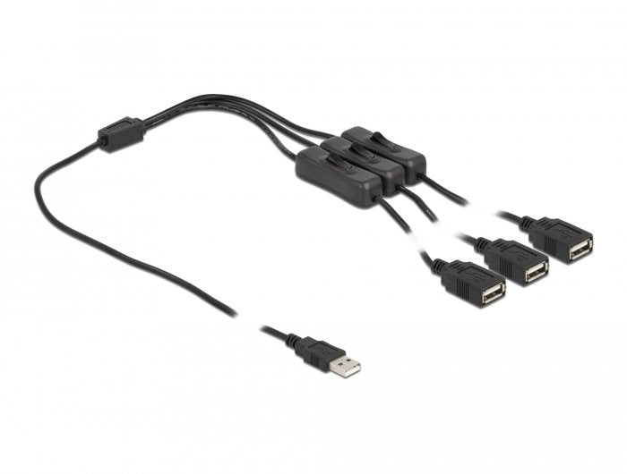 Delock Cable Usb Typ-A Stecker Zu 3 X Usb Typ-A Buchse Mit Schalter 1 M