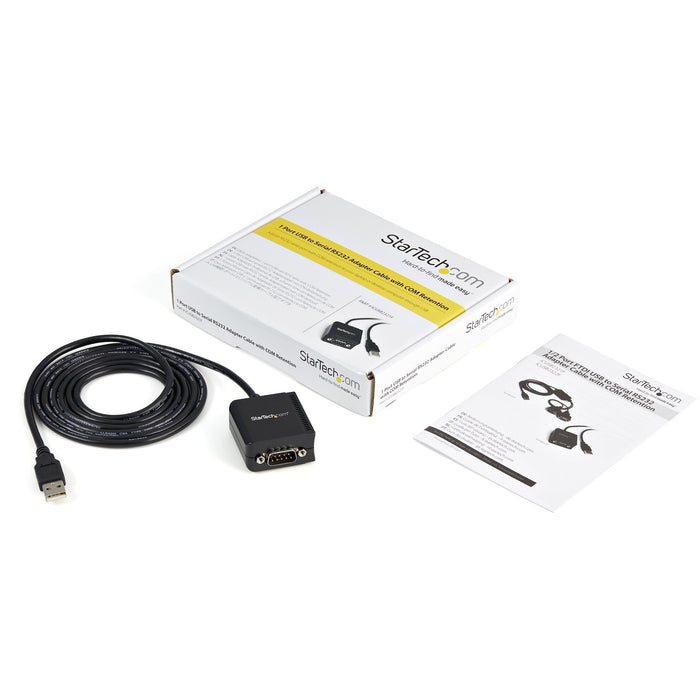 Startech Cable Usb 2.0 A Puerto Serie Rs232 Db9 Con Retencion Del Puerto De Asignacion Com 1,80m Negro
