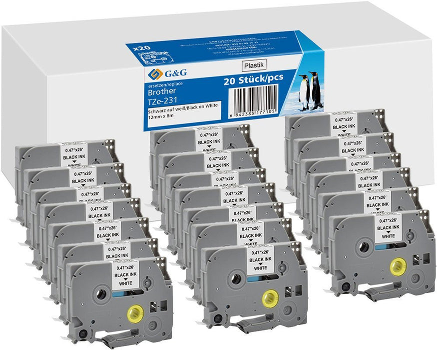 EAN 6942383177105 - G&G 21568 cinta para impresora de etiquetas Negro sobre blanco TZe imagen 1