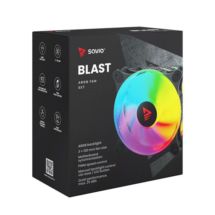 EAN 5901986048534 - Savio BLAST FAN SET sistema de refrigeración para ordenador Carcasa del ordenador Ventilador 12 cm Negro  imagen 8