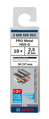 Bosch 10 Brocas De Metal Hss-G 2,5x30x57mm