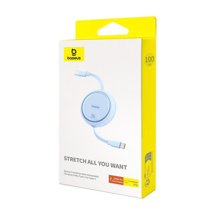 Baseus Cable Type-C - Type-C Free2draw Reatractable 480mb/S, 100w, 1m, Blue (P10364500311-00)