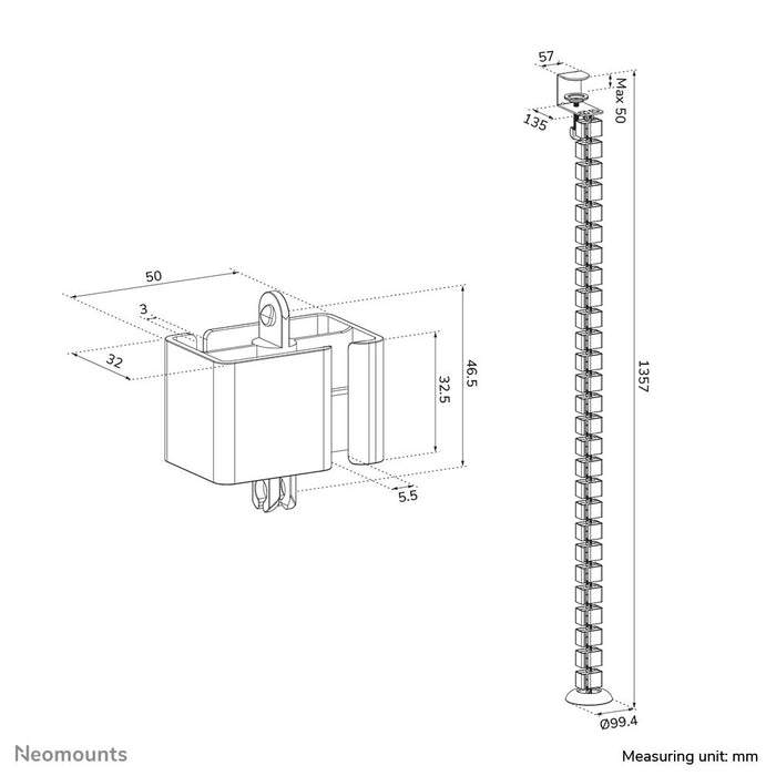EAN 8721246340102 - Neomounts ADS06-131BL organizador de cables Escritorio Guía para cables Negro 1 pieza(s) imagen 10
