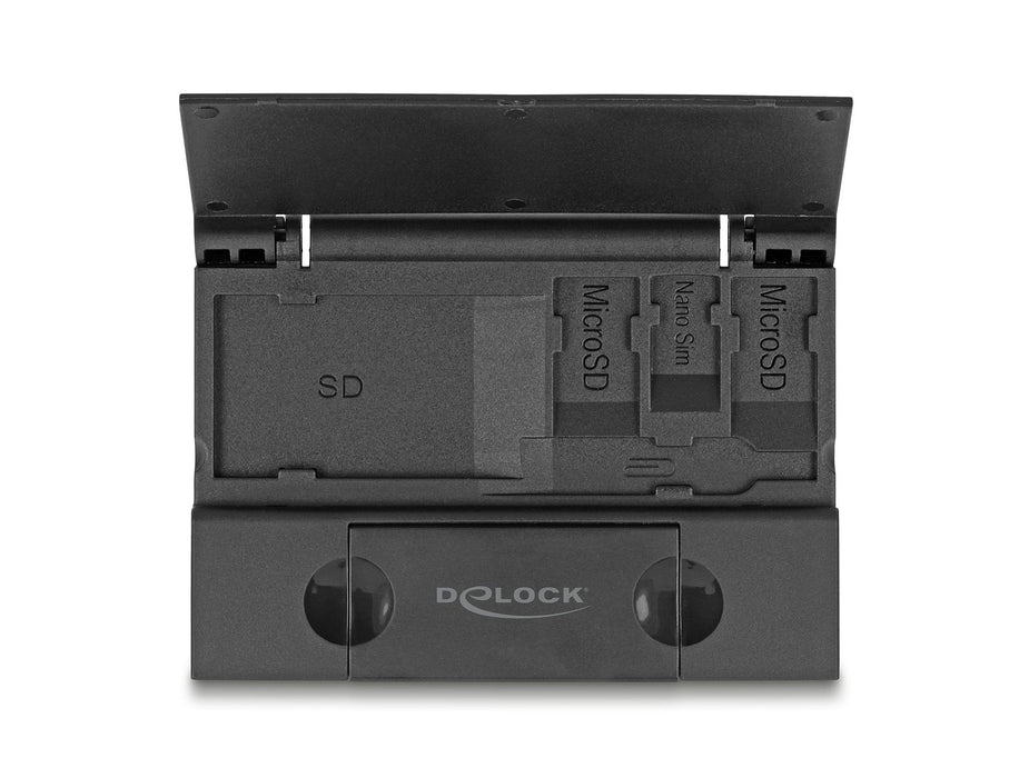 Delock Card Reader Usb 5 Gbps Usb Type-C   Typ-A Für Sd Und Micro Sd Speicherkarten Mit Praktischem Speicherkarten Etui - Schwarz