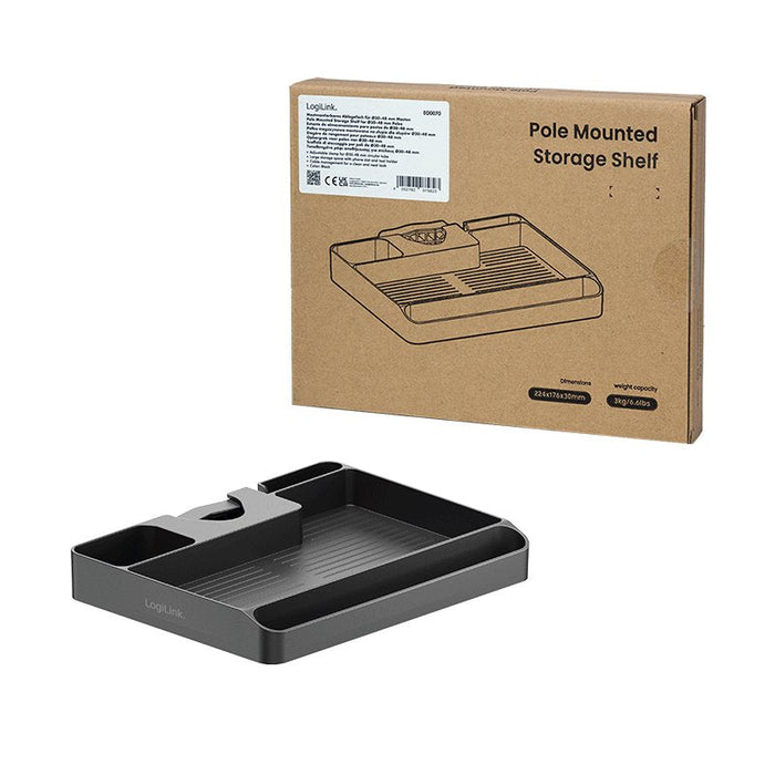 Pole Mounted Storage Shelf, For 30-48mm Poles, Negro