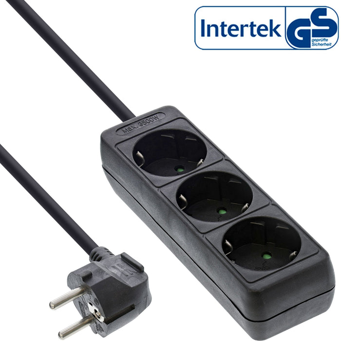 Inline Regleta 3 Tomas Tipo F Negro 5m