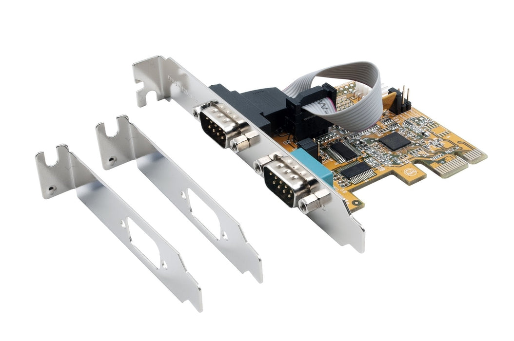 Io Exsys Pcie 2x Seriell Db9 (Ex-44082) Lp+++ Inkl. Low-Profile Slotblech