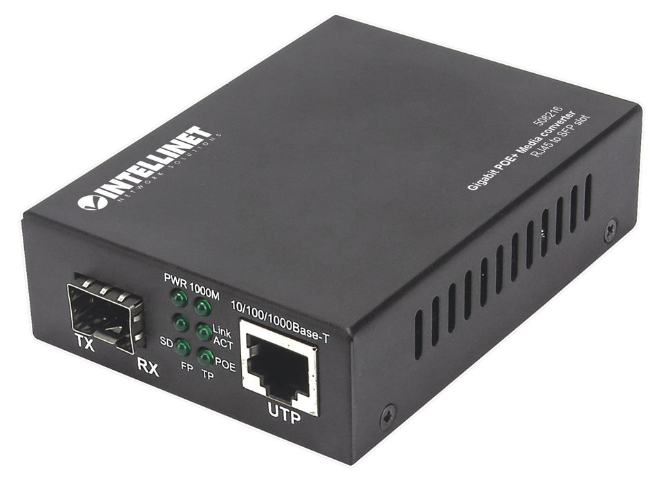 EAN 0766623508216 - Intellinet 508216 convertidor de medio 1000 Mbit/s Negro imagen 1