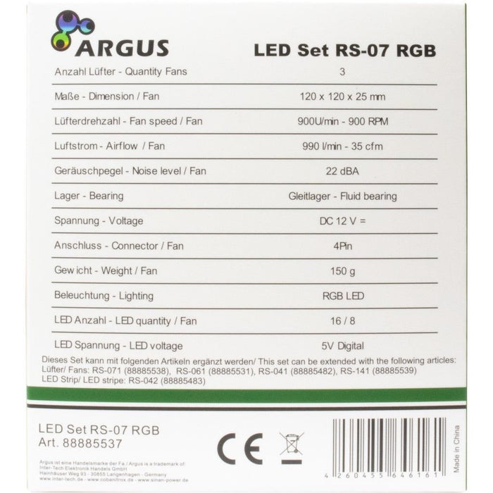 EAN 4260455646161 - Inter-Tech Argus RS-07 Carcasa del ordenador Ventilador 12 cm Negro, Blanco imagen 9