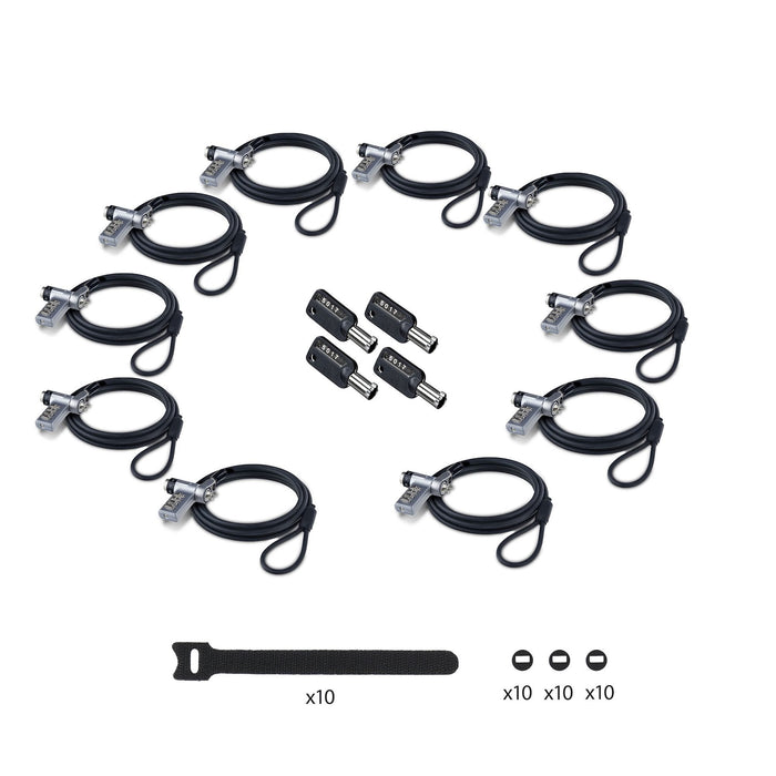 Startech.Com Startech - Candado Con Cable De Seguridad - 3-In-1, Keyed Alike/Combination Security Cable Lock, Anti-Theft - Negro & Plateado - 2 M - Conforme Taa (Paquete Con 10)