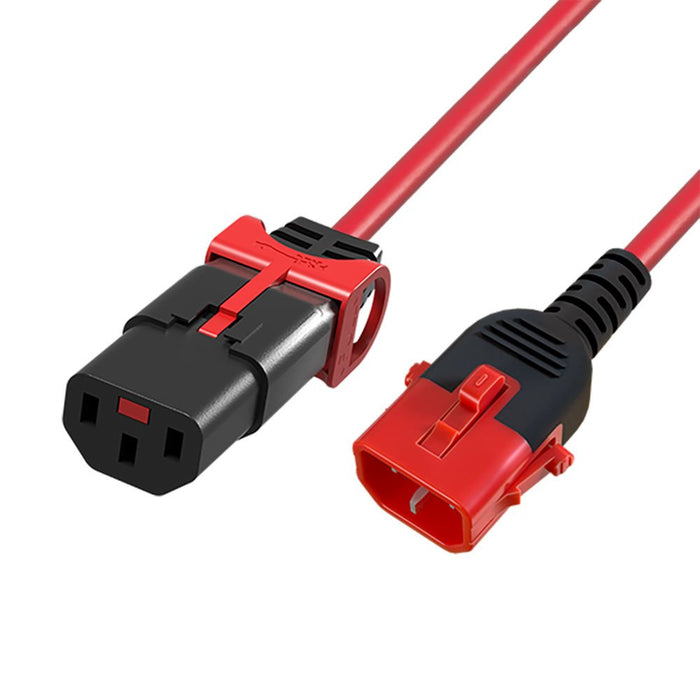Powercord C13 Iec Lock+ - C14 Iec Lock Dual Locking Rojo 1 M, Pc3612