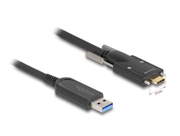 Delock 83201 Cable Óptico Activo Usb 10 Gbps-A Macho Usb Type-C Macho Con Tornillos En Los Laterales 7,5 M