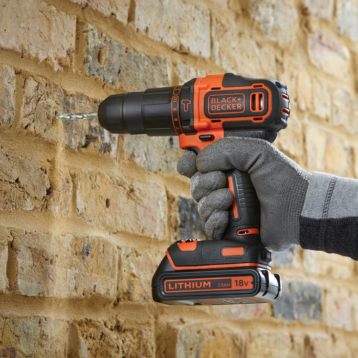 EAN 5035048641149 - Black & Decker BDCHD18KB-QW taladro Sin llave Negro, Naranja imagen 8