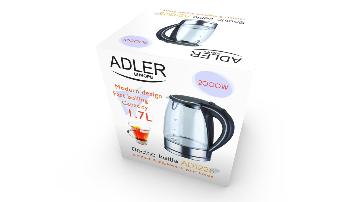EAN 5908256832749 - Adler AD 1225 tetera eléctrica 1,7 L 2000 W Negro, Acero inoxidable, Transparente imagen 8