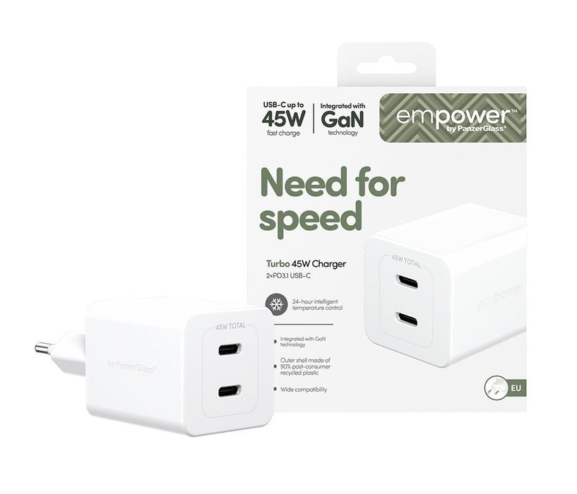 EAN 5715685027574 - PanzerGlass empower™ by ® Turbo 45W Charger incl. 2 x USB-C | EU Plug | Silver White Smartphone Blanco Co imagen 2