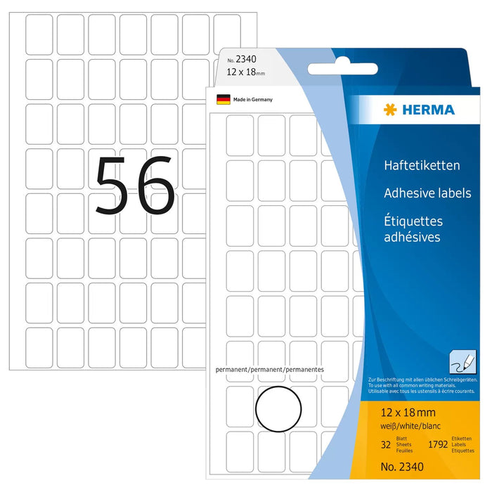 EAN 4008705023405 - HERMA 2340 etiqueta autoadhesiva Rectángulo redondeado Blanco 1792 pieza(s) imagen 1
