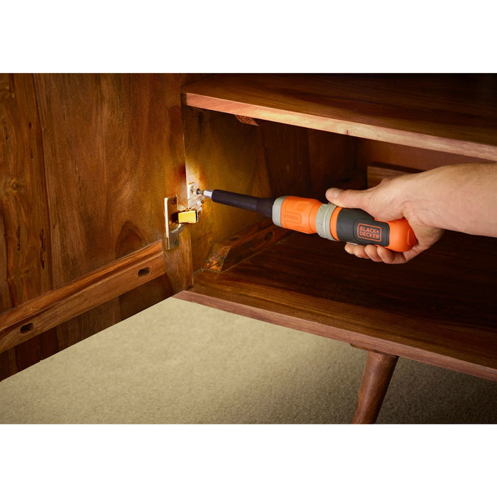 Destornillador Inalámbrico Black+Decker Bcf603c-Qw, 3,6 Voltios Naranja/Negro, Batería De Iones De Litio 1,5 Ah Bcf603c-Qw