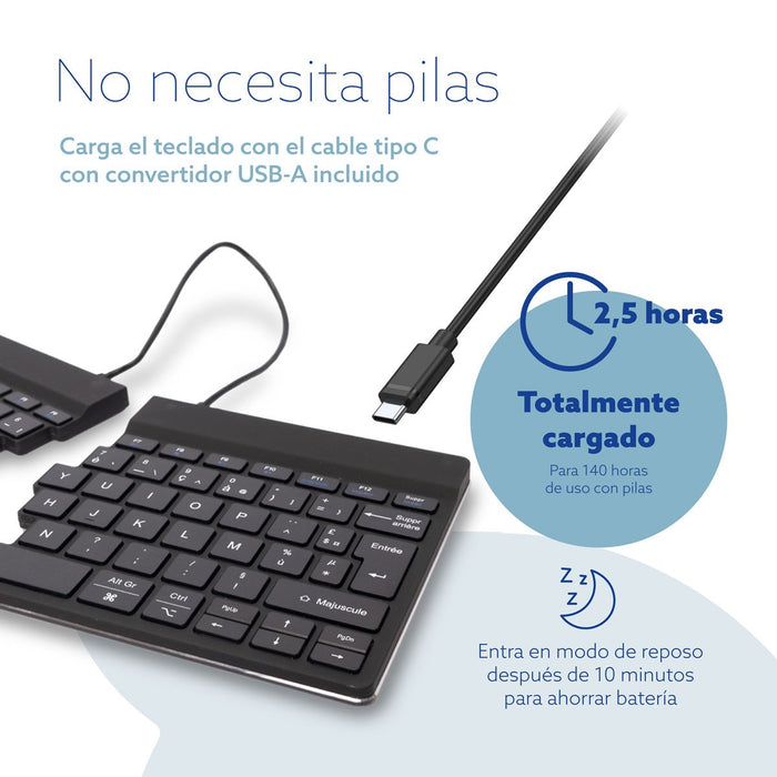 R-Go Split Break Keyboard,  Qwerty (Pt), Bluetooth, Black