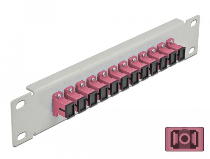 Delock 10" Lwl Patchpanel 12 Port Sc Simplex Violetat 1 He Gris