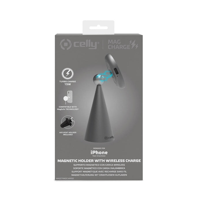 EAN 8021735198765 - Celly MAGSTANDCHARGE cargador de dispositivo móvil Smartphone Plata USB Cargador inalámbrico Interior imagen 5
