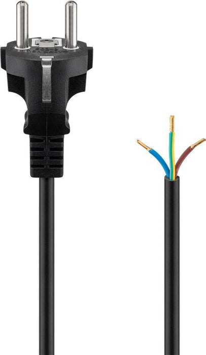 Cable Alimentacion Cee-7/7 90º Schuko A Ext. Pelado 2,00m Negro 16a H05-Vv-F3g  3 X  1.5 Mm²