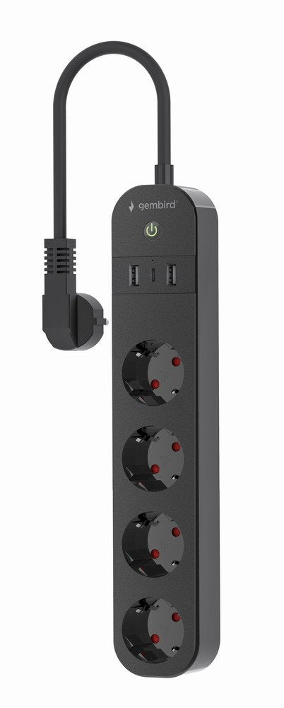 EAN 8716309128407 - Gembird TSL-PS-S4U-01 regleta inteligente 4 salidas AC Tipo E 1,5 m 3 3680 W Negro imagen 2