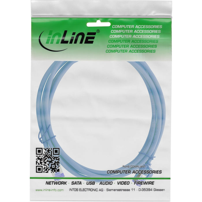 Inline® Cable De Red Slim, Cat.6a, S/Ftp, Tpe (Lszh) Flexible, Poe, Blue, 0.3m