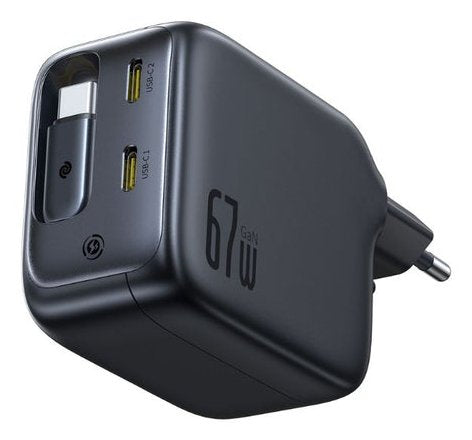 Enercore Cj11 Fast Charger With Retractable Cable 3c 67w Eu Cosmic Black