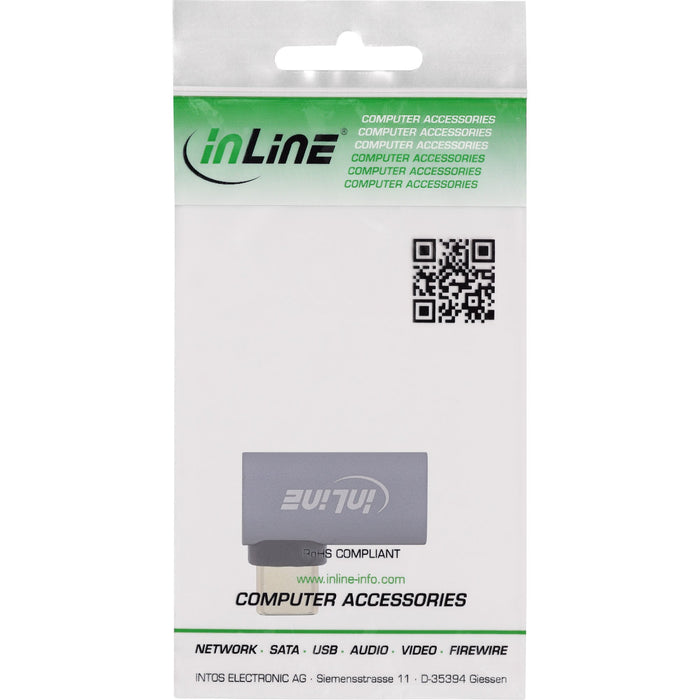 Inline® Usb4 Adapter, Usb-C Male/Female Right/Left Angled, Aluminium, Gris