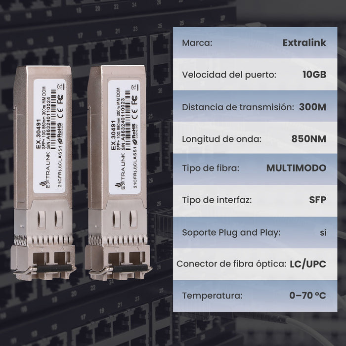 Extralink Sfp+ 10g 850nm Mm 300m 2-Pack
