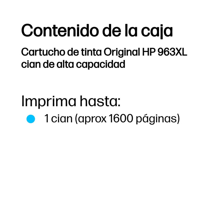 EAN 0199764686282 - HP 963XL High Yield Cyan Original Ink Cartridge cartucho de tinta 1 pieza(s) Alto rendimiento (XL) imagen 3
