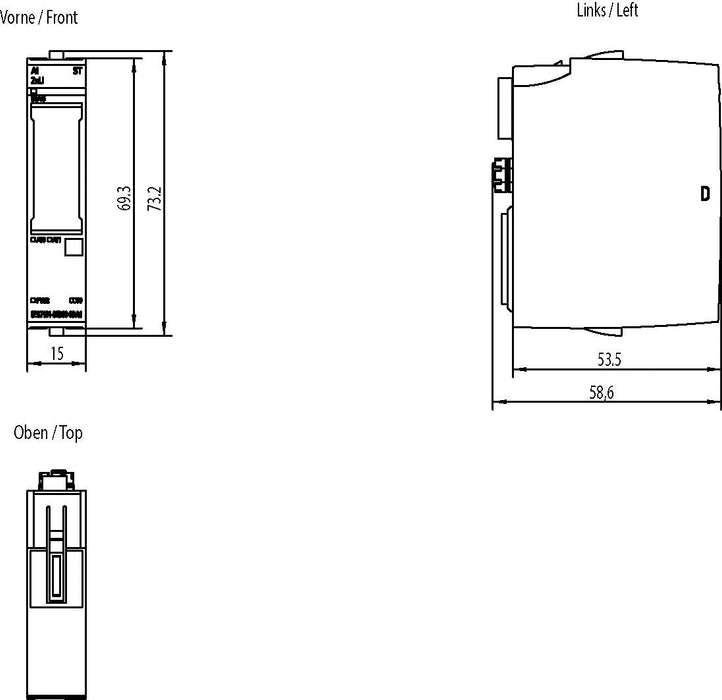 Siem 6es7134-6fb00-0ba1 Simatic Et 200sp, Analoges Eingangsmodul, Ai 2xu