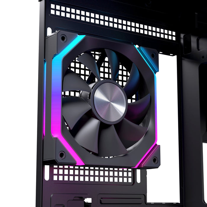 Caja Pc Micro-Atx Semitorre Einarex Sm300 Rgb C-Templado Negra Excs-Sm-300r-B