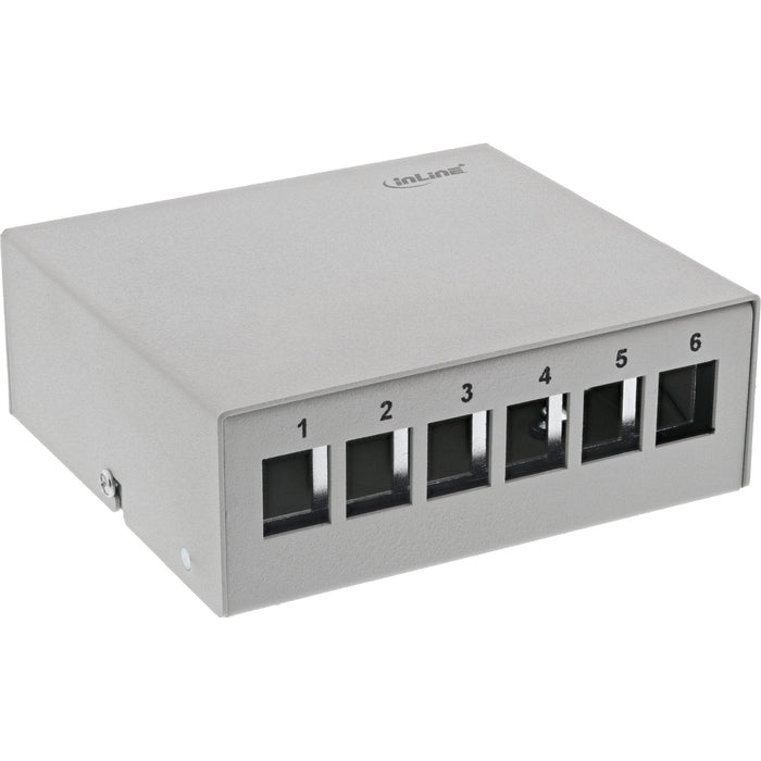 Inline Desktop Point Box 6x Keystone Rj45, Metal, Gris Claro Ral7035