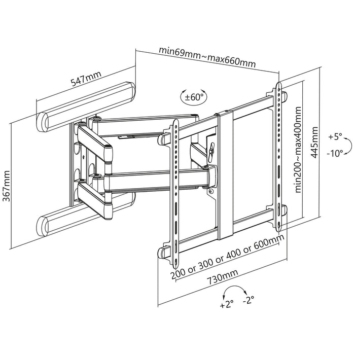 Soporte De Pared De Aluminio Inline Premium, Para Tv (37-80"), Máx. 70 Kg, Blanco