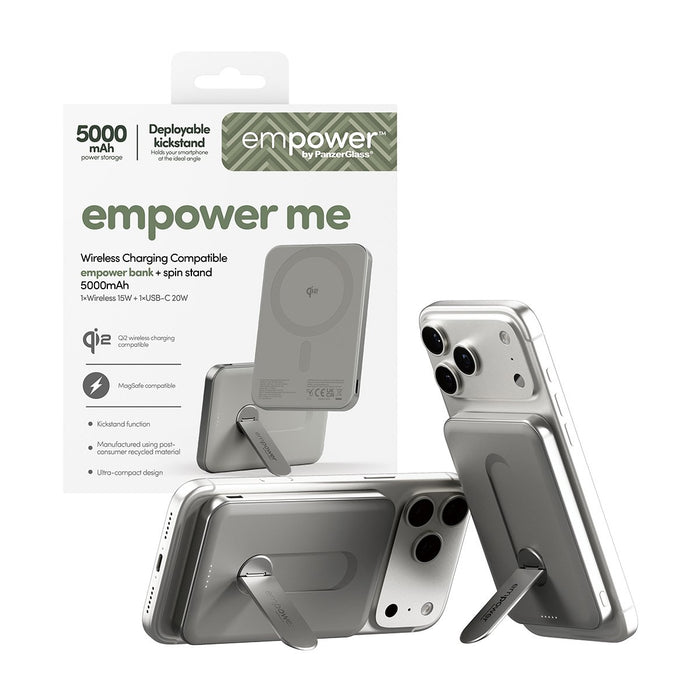 EAN 5715685028403 - PanzerGlass empower™ by ® empower™ Bank w. Spin Stand | 5000mAh | Titanium Cargador inalámbrico Titanio imagen 6