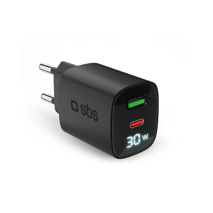 EAN 8018417481475 - SBS TETRGANLCD1USB1C30K cargador de dispositivo móvil Universal Negro Corriente alterna Carga rápida Inte imagen 1