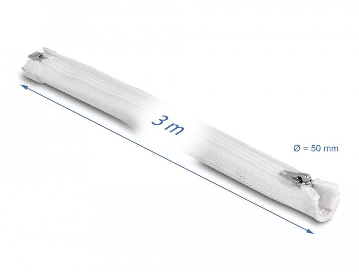 Delock Manga Trenzada Con Cremallera Resistente Al Calor 3 M X 50 Mm Blanco