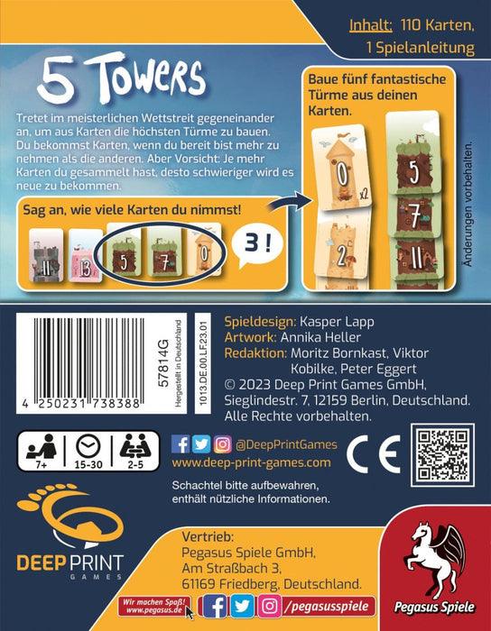 EAN 4250231738388 - Pegasus Spiele 5 Towers 30 min Juego De Cartas Familia imagen 5