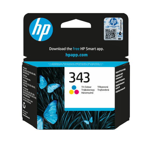 EAN 0829160180236 - HP 343 Tri-color Original Ink Cartridge cartucho de tinta 1 pieza(s) Rendimiento estándar Cian, Magenta,  imagen 1